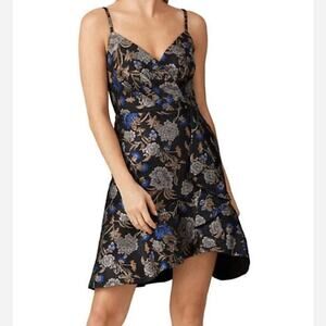 Rachel Roy Floral Jacquard Metallic Brocade Dark Romantic Mini Dress NWOT 12
